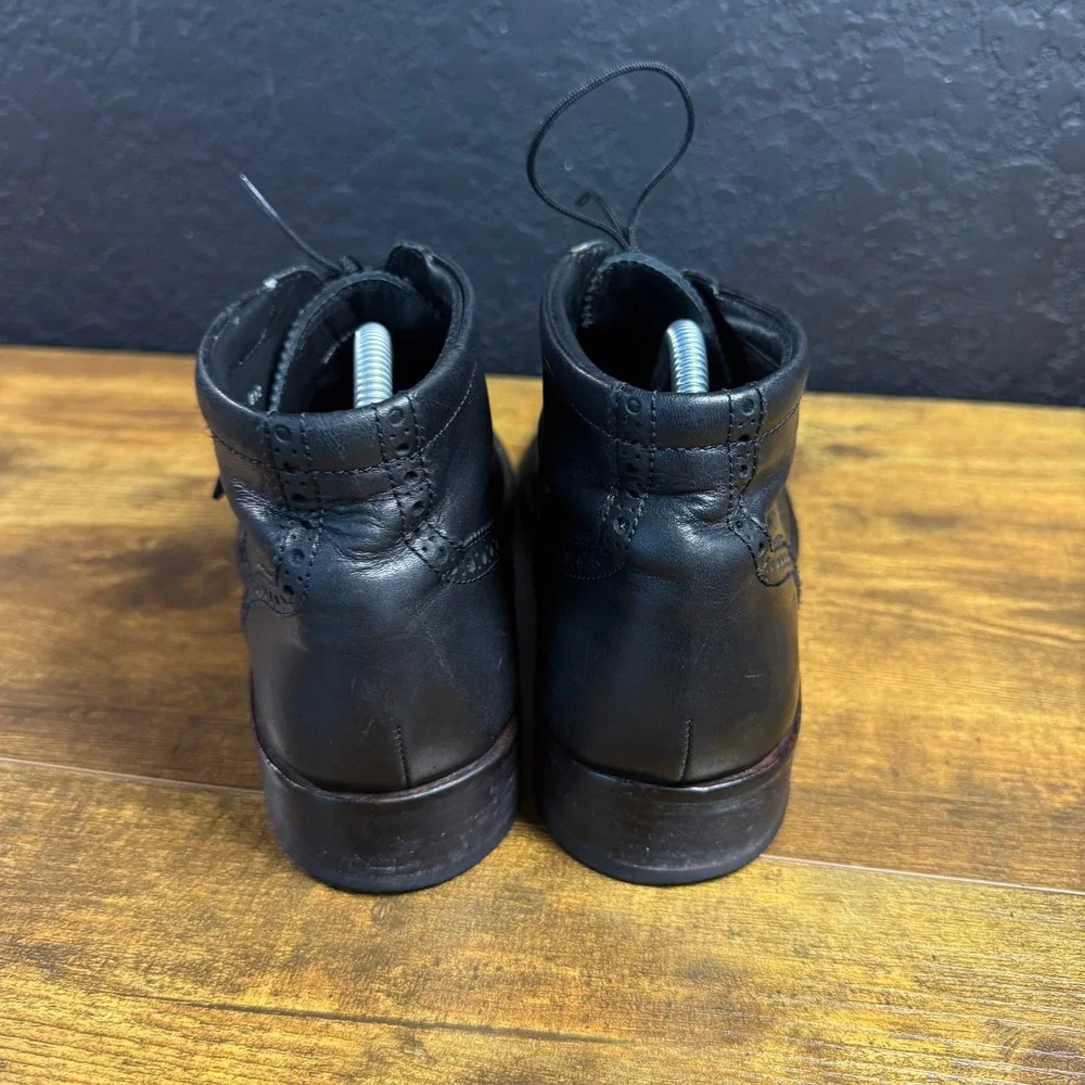 Cole Haan C11052 Black Leather Wingtip Brogue Dress Boots Mens 8 M
